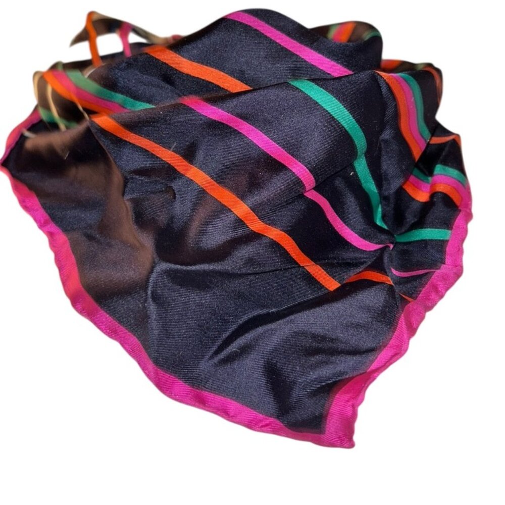 100% Silk Vintage Italian blue pink orange green scarf 60s